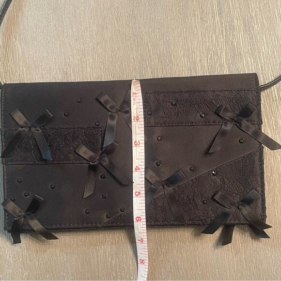 Prabal Gurung Neiman Marcus Black Lace Bows Sequins Evening Clutch Purse Girly - Picture 11 of 13